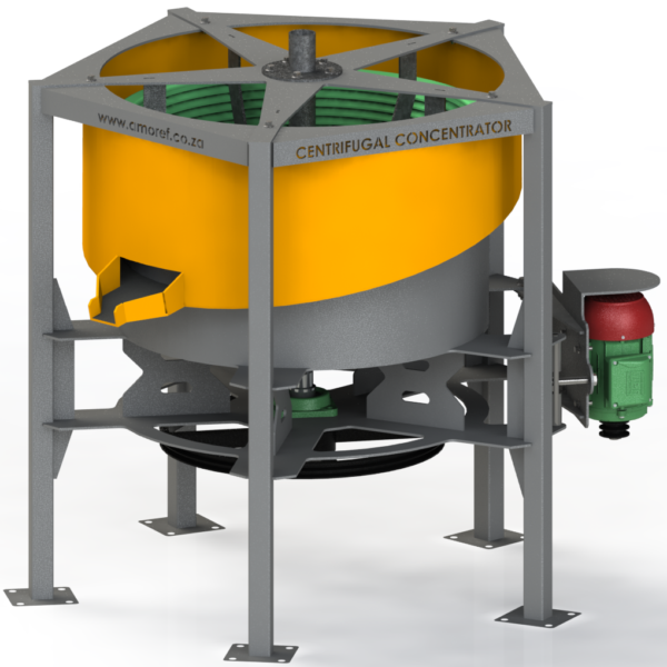 800mm Centrifugal concentrator, with integrated motor speed control, material scraper and self cleaning spray-bar