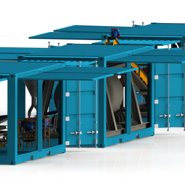 CGP-1.5 Containerised 5 TPH gold ore crushing, milling and gravity concentration unit Designed to work in closed containers with opening doors for hot climates