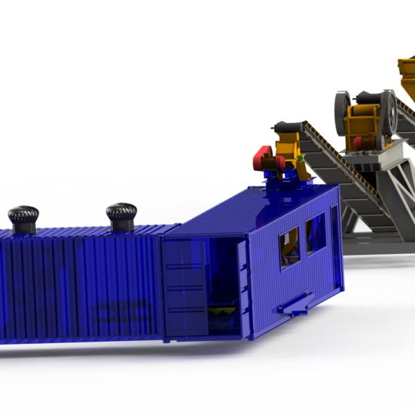 CGP-2 Containerised 10 TPH gold ore crushing, milling and gravity concentration unit with smelt house.